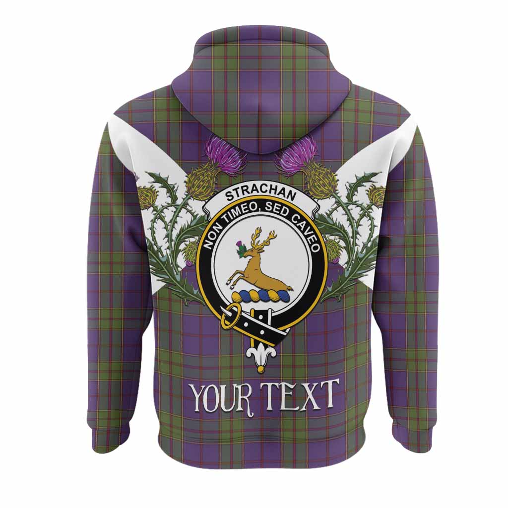 Strachan Tartan Family Crest Hoodie Scottish Burns Night Thistle Floral