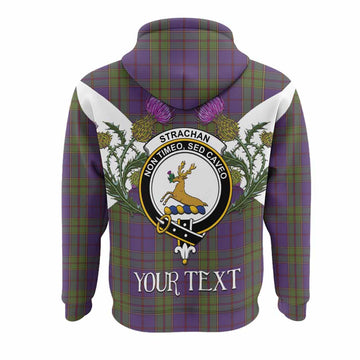 Strachan Tartan Family Crest Hoodie Scottish Burns Night Thistle Floral