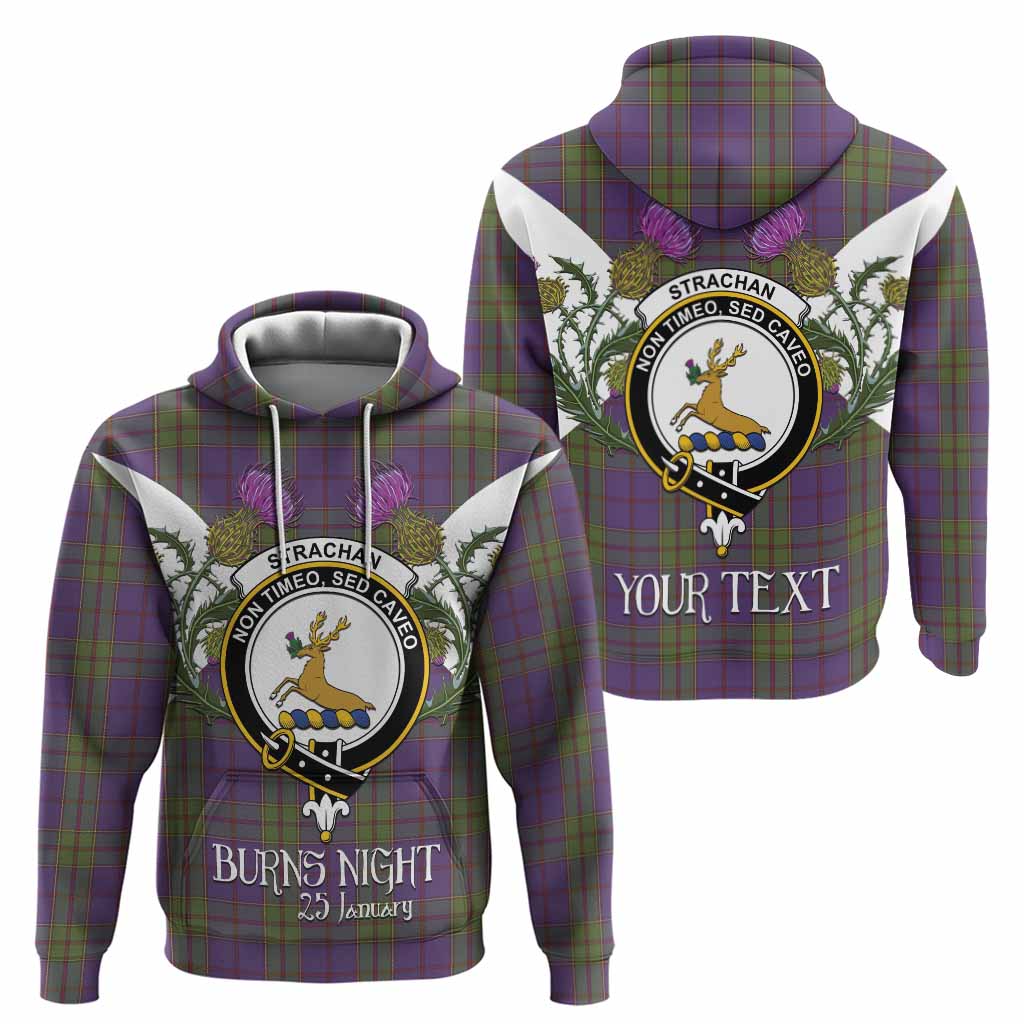 Strachan Tartan Family Crest Hoodie Scottish Burns Night Thistle Floral