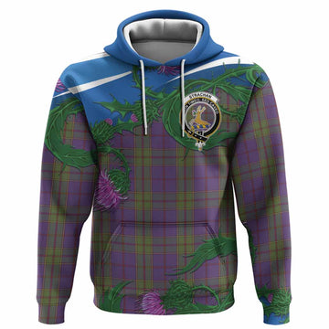 Strachan Tartan Family Crest Hoodie Thistle in Minimalism