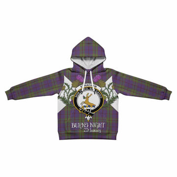 Strachan Tartan Family Crest Kid Hoodie Scottish Burns Night Thistle Floral
