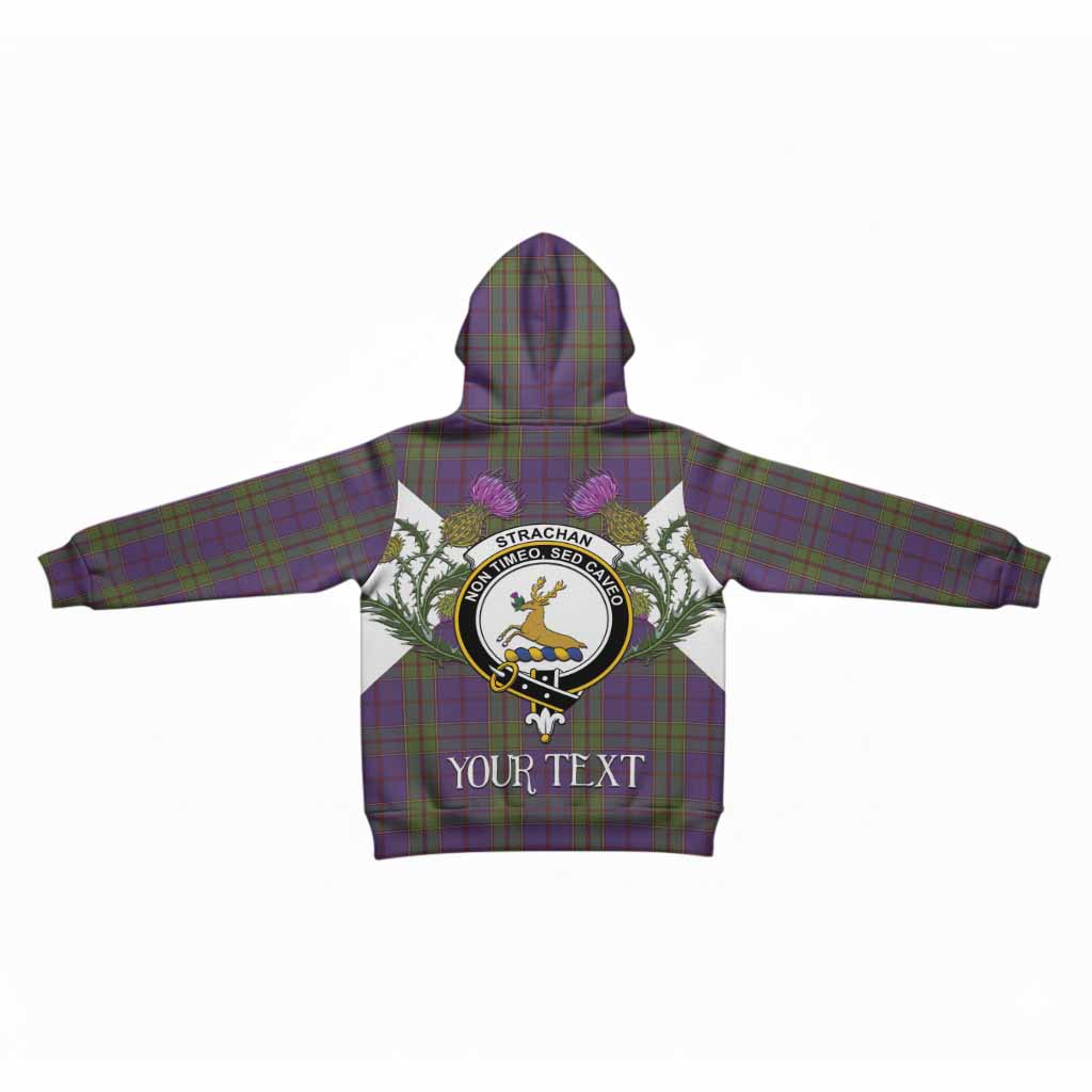 Strachan Tartan Family Crest Kid Hoodie Scottish Burns Night Thistle Floral
