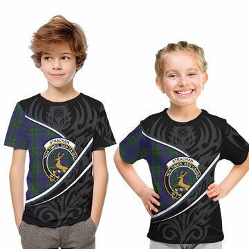 Strachan Tartan Family Crest Kid T-shirt Celtic Scottish Thistle Floral