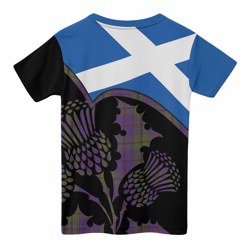 Strachan Tartan Family Crest Kid T-shirt Scotland Thistle Floral Flag Style