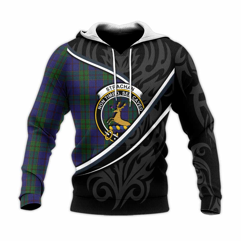 Strachan Tartan Family Crest Knitted Hoodie Celtic Scottish Thistle Floral - Tartan Vibes Clothing