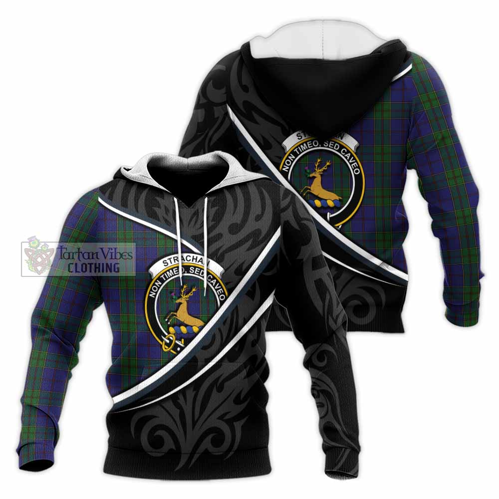 Strachan Tartan Family Crest Knitted Hoodie Celtic Scottish Thistle Floral - Tartan Vibes Clothing