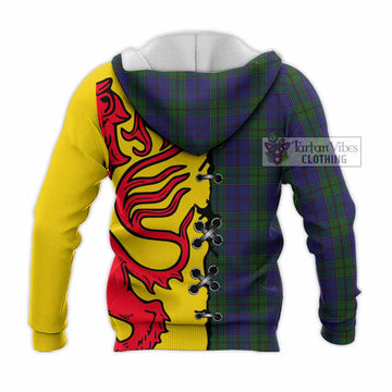 Strachan Tartan Family Crest Knitted Hoodie Lion Rampant Honor