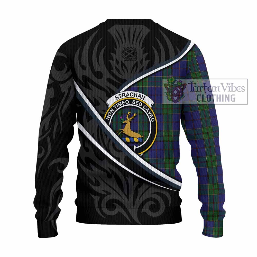 Strachan Tartan Family Crest Knitted Sweater Celtic Scottish Thistle Floral - Tartan Vibes Clothing