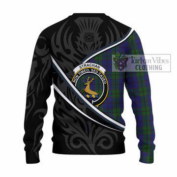 Strachan Tartan Family Crest Knitted Sweater Celtic Scottish Thistle Floral - Tartan Vibes Clothing