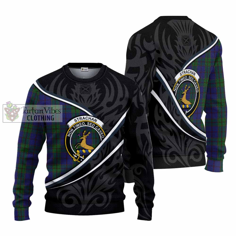 Strachan Tartan Family Crest Knitted Sweater Celtic Scottish Thistle Floral - Tartan Vibes Clothing