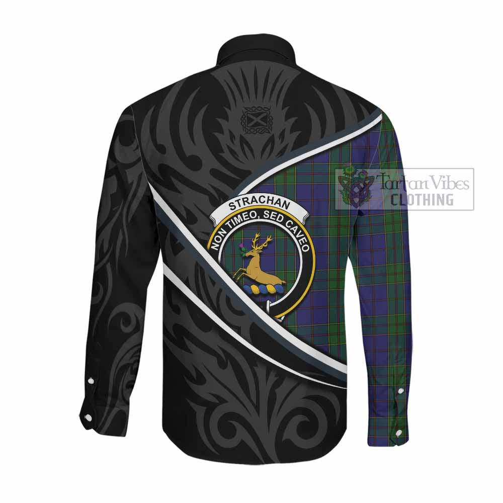 Strachan Tartan Family Crest Long Sleeve Button Shirts Celtic Scottish Thistle Floral - Tartan Vibes Clothing