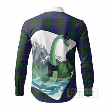 Strachan Tartan Family Crest Long Sleeve Button Shirts Nessie Scottish Loch Ness Monster