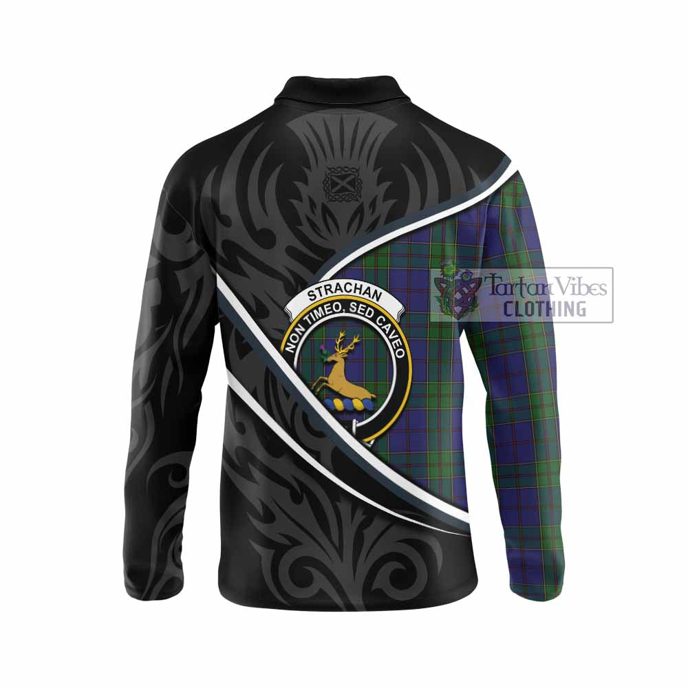 Strachan Tartan Family Crest Long Sleeve Polo Shirt Celtic Scottish Thistle Floral - Tartan Vibes Clothing