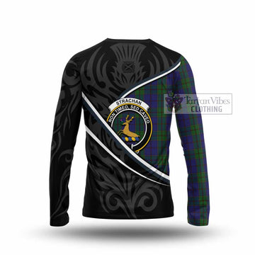Strachan Tartan Family Crest Long Sleeve T-Shirt Celtic Scottish Thistle Floral