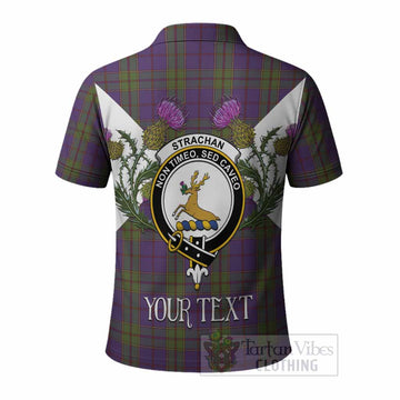Strachan Tartan Family Crest Polo Shirt Scottish Burns Night Thistle Floral