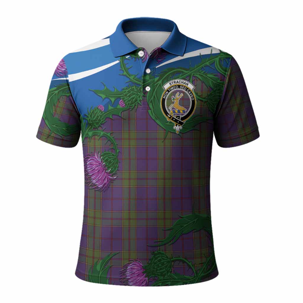 Strachan Tartan Family Crest Polo Shirt Thistle in Minimalism