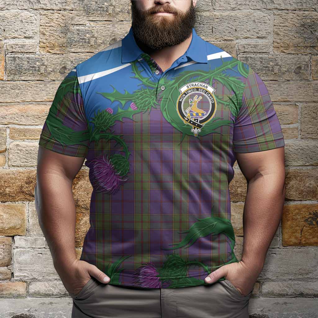 Strachan Tartan Family Crest Polo Shirt Thistle in Minimalism