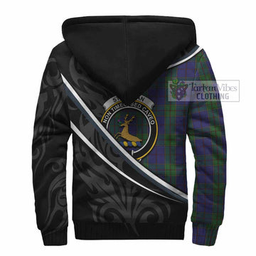 Strachan Tartan Family Crest Sherpa Hoodie Celtic Scottish Thistle Floral