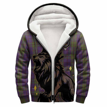 Strachan Tartan Family Crest Sherpa Hoodie Crowned Lion Roaring