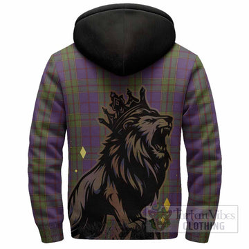 Strachan Tartan Family Crest Sherpa Hoodie Crowned Lion Roaring