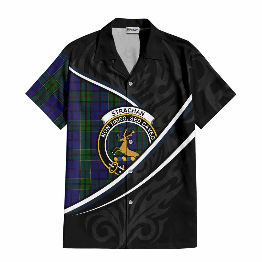 Strachan Tartan Family Crest Short Sleeve Button Shirt Celtic Scottish Thistle Floral - Tartan Vibes Clothing