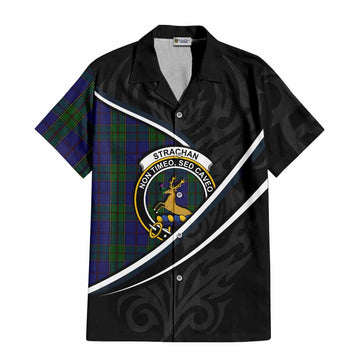 Strachan Tartan Family Crest Short Sleeve Button Shirt Celtic Scottish Thistle Floral - Tartan Vibes Clothing