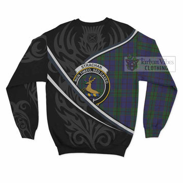 Strachan Tartan Family Crest Sweatshirt Celtic Scottish Thistle Floral