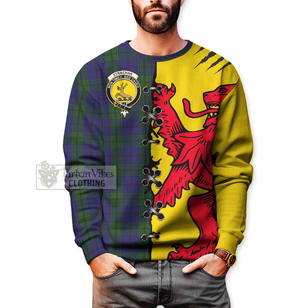 Strachan Tartan Family Crest Sweatshirt Lion Rampant Honor - Tartan Vibes Clothing