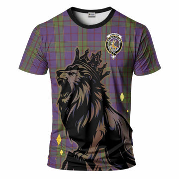 Strachan Tartan Family Crest T-Shirt Crowned Lion Roaring