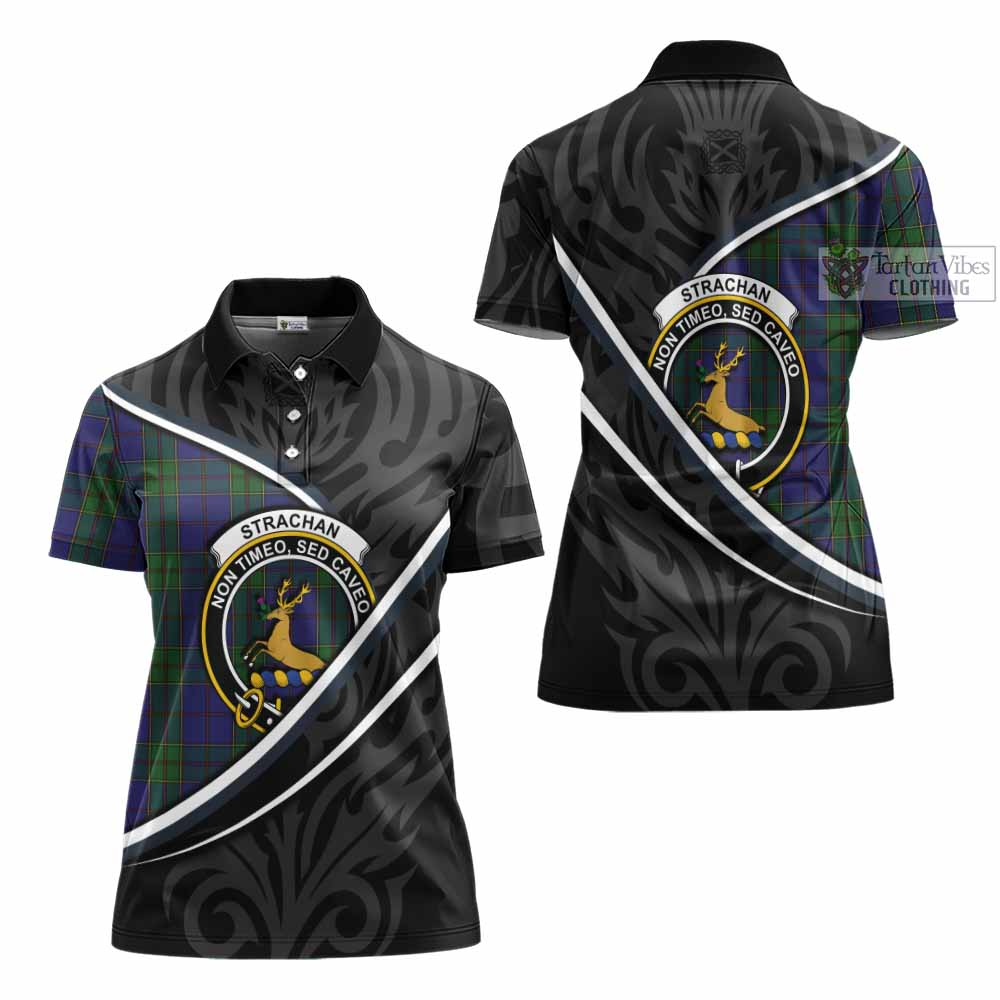 Strachan Tartan Family Crest Women's Polo Shirt Celtic Scottish Thistle Floral - Tartan Vibes Clothing
