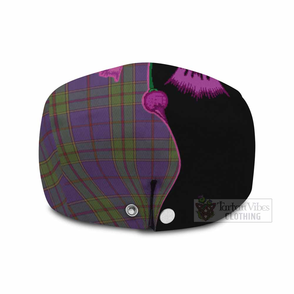 Strachan Tartan Flat Cap, Jeff Cap Traditional Scottish Thistle