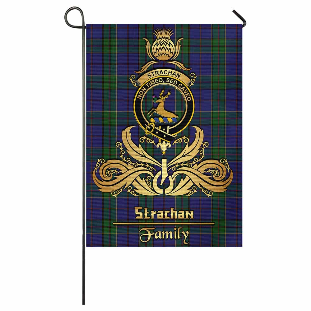 Strachan Tartan Garden Flag with Highland Thistle Cherish Family Crest Style - Tartan Vibes Clothing