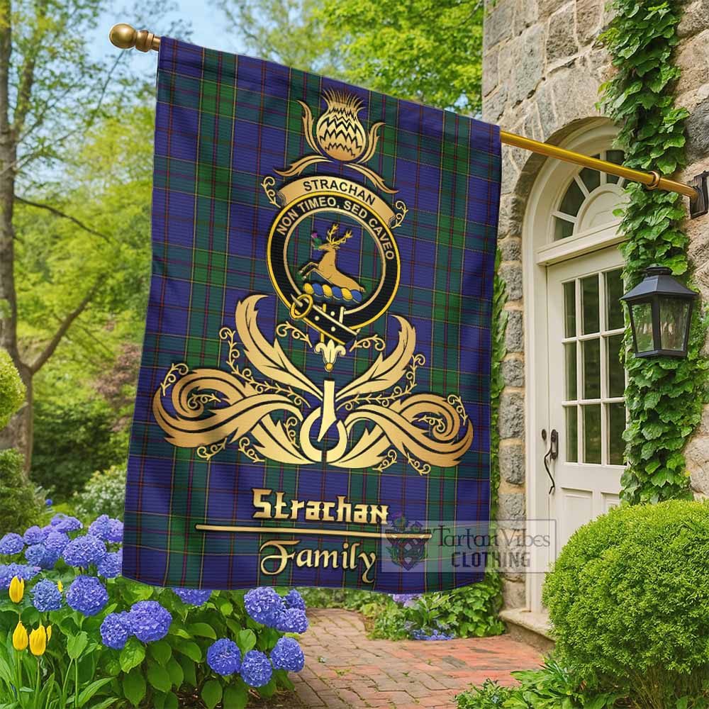 Strachan Tartan Garden Flag with Highland Thistle Cherish Family Crest Style - Tartan Vibes Clothing