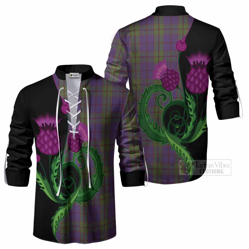Strachan Tartan Ghillie Shirt Traditional Scottish Thistle