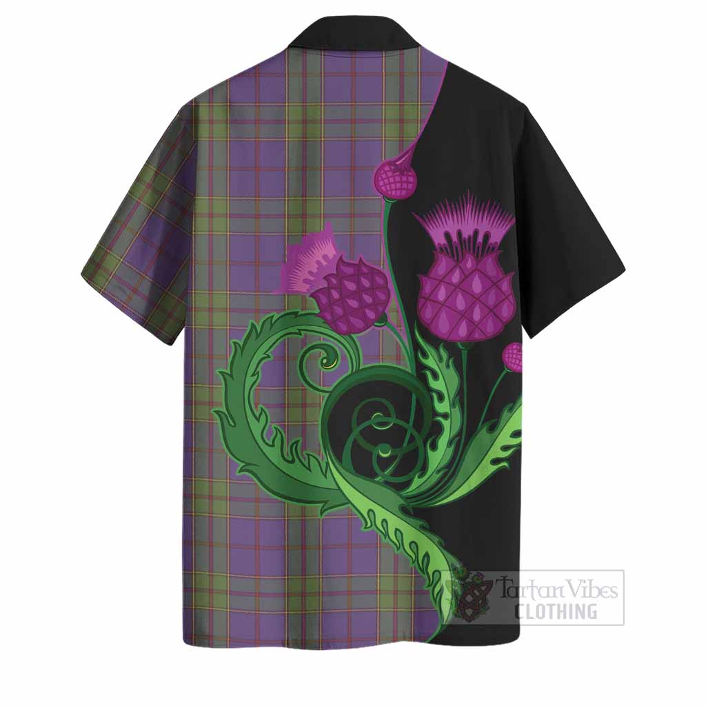 Strachan Tartan Hawaiian Shirt Traditional Scottish Thistle