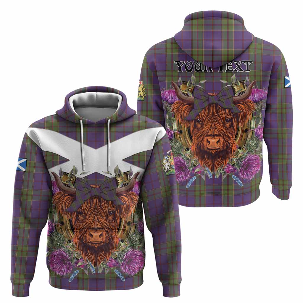 Strachan Tartan Hoodie Scottish Thistle Heilan Coo