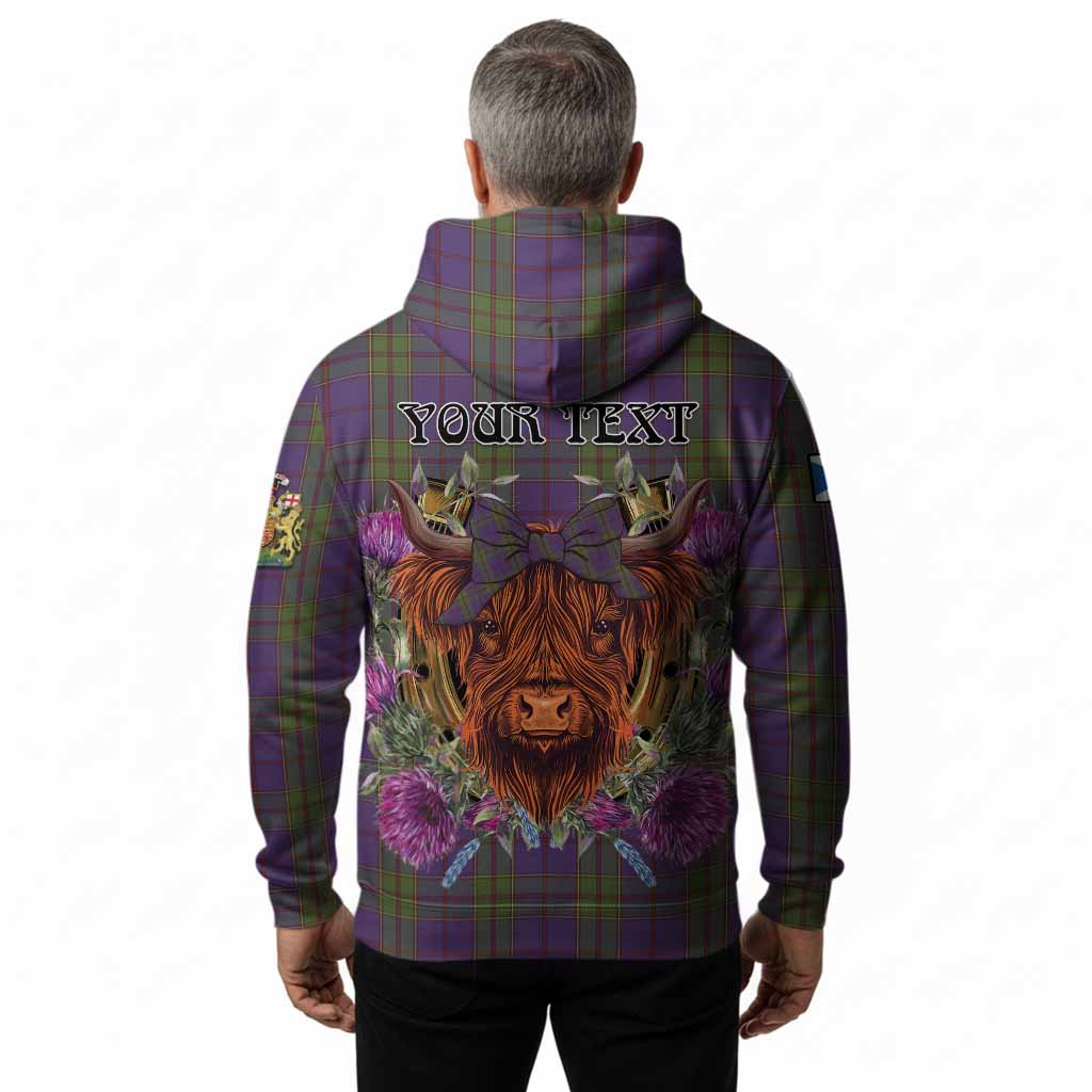 Strachan Tartan Hoodie Scottish Thistle Heilan Coo