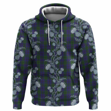 Strachan Tartan Hoodie Seamless Scottish Thistle Flowers