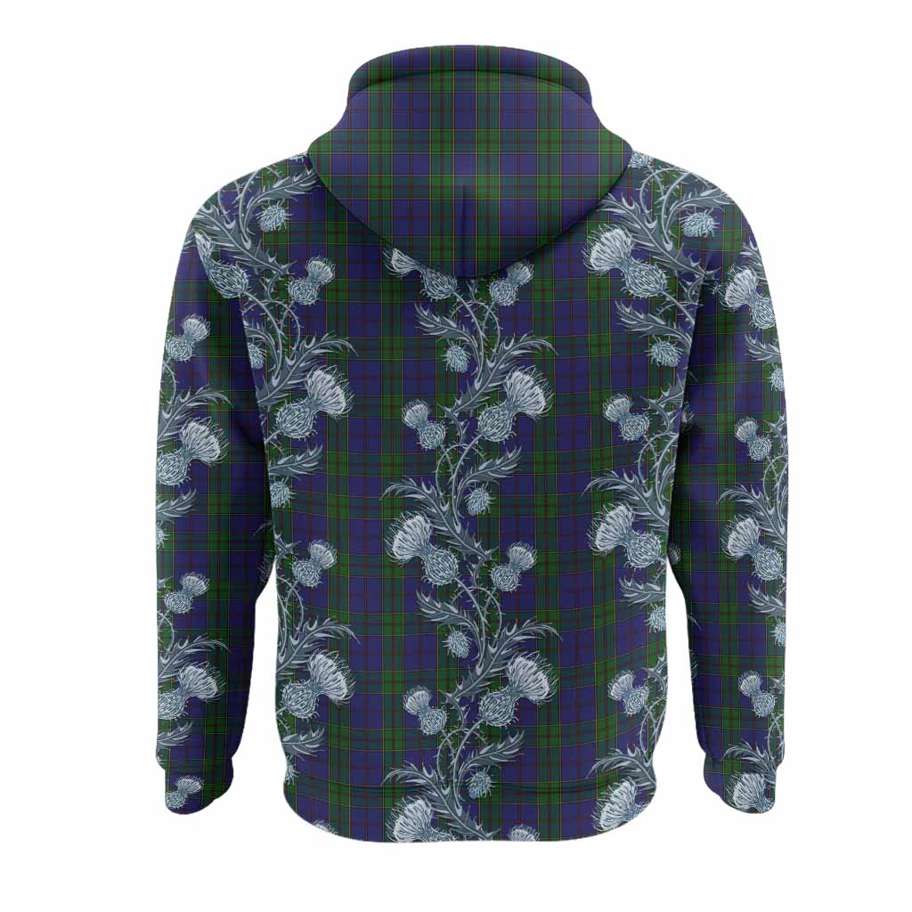 Strachan Tartan Hoodie Seamless Scottish Thistle Flowers