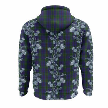 Strachan Tartan Hoodie Seamless Scottish Thistle Flowers