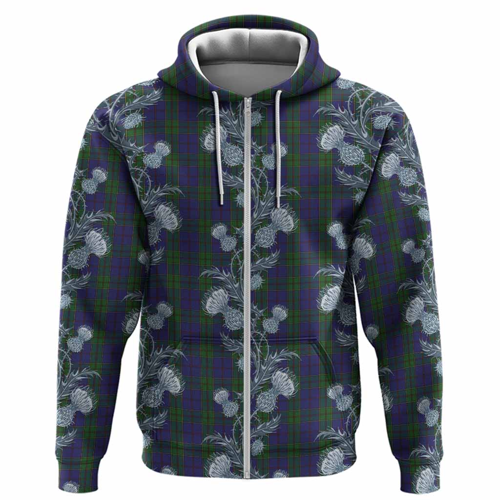Strachan Tartan Hoodie Seamless Scottish Thistle Flowers