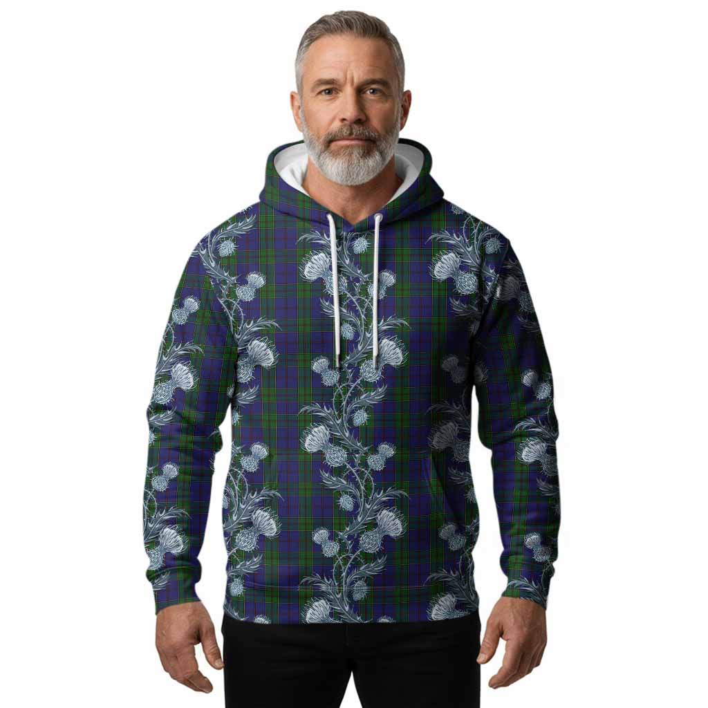 Strachan Tartan Hoodie Seamless Scottish Thistle Flowers