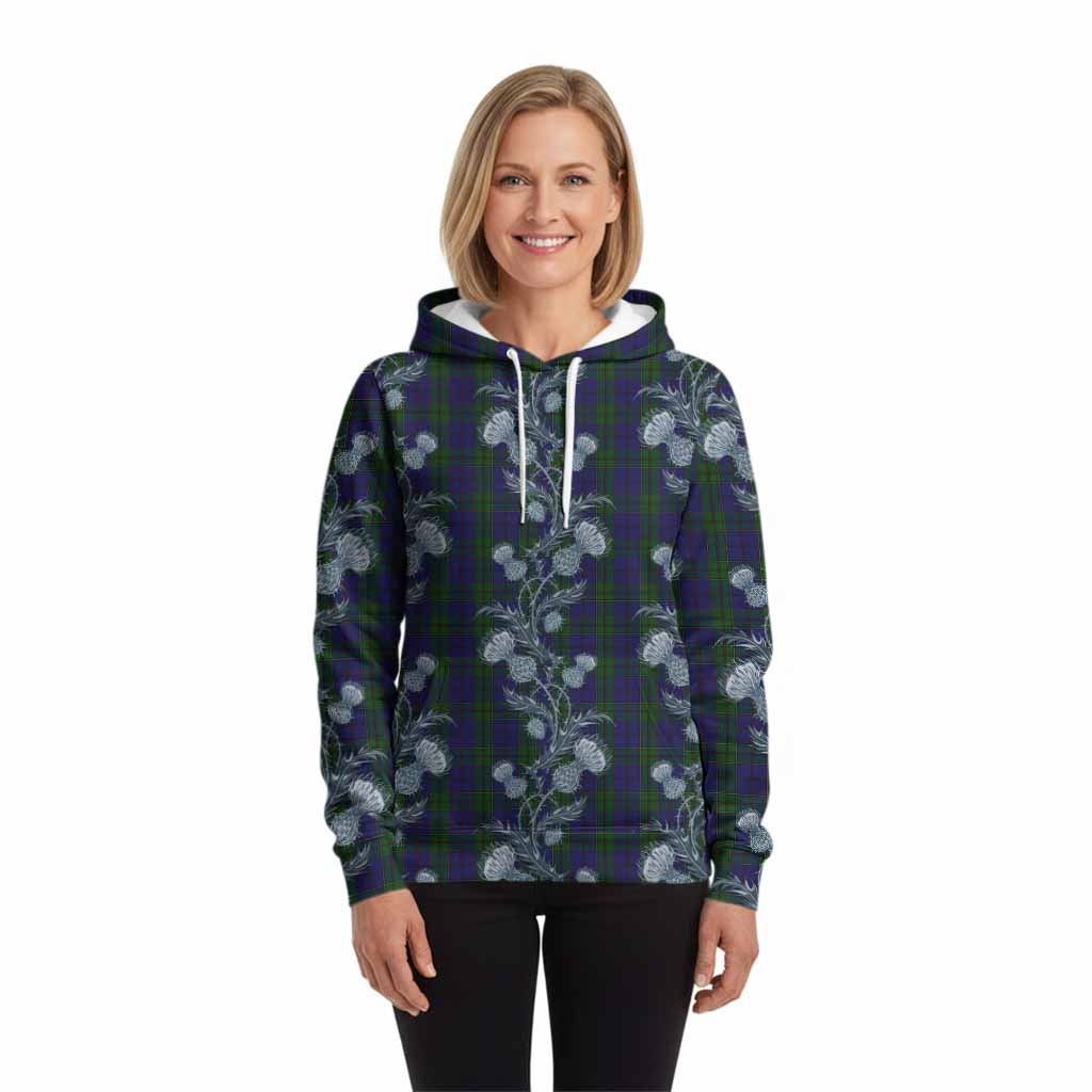 Strachan Tartan Hoodie Seamless Scottish Thistle Flowers