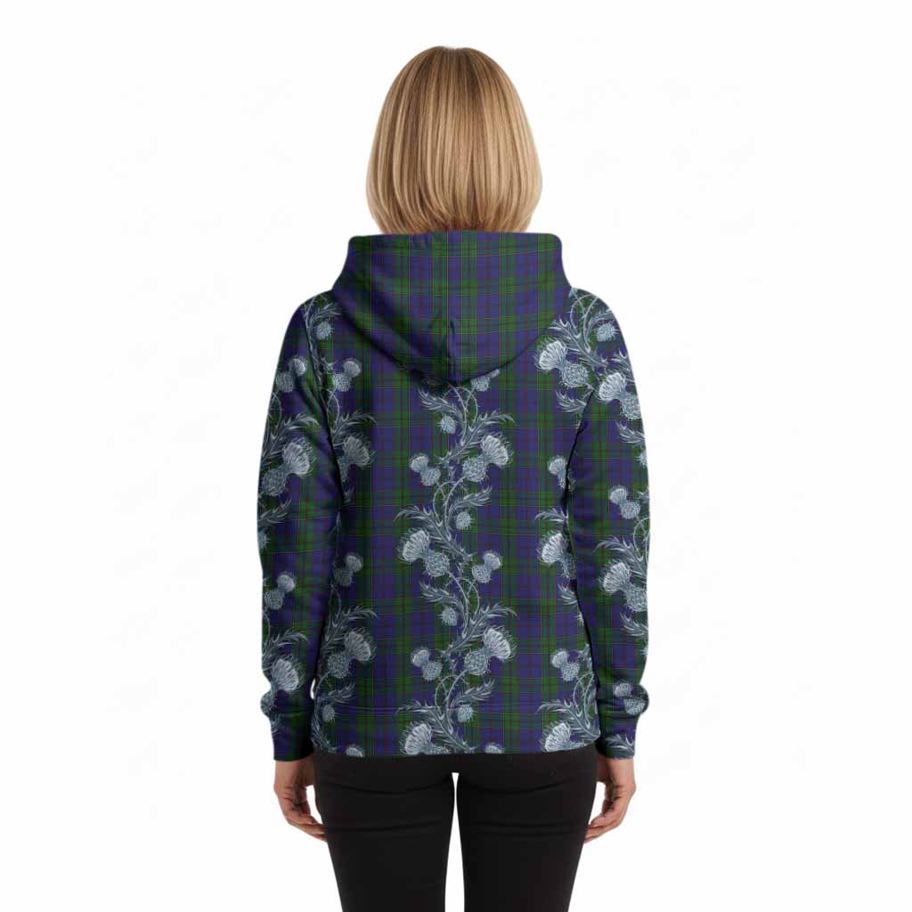 Strachan Tartan Hoodie Seamless Scottish Thistle Flowers