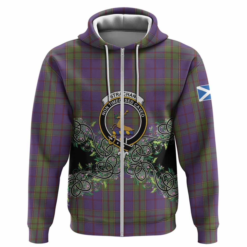 Strachan Tartan Hoodie Thistle Scottish Spirit