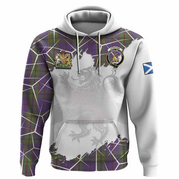 Strachan Tartan Hoodie with Family Crest and Lion Rampant Grunge Style
