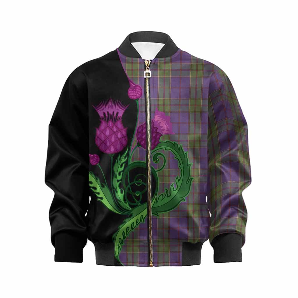 Strachan Tartan Kid Bomber Jacket Traditional Scottish Thistle