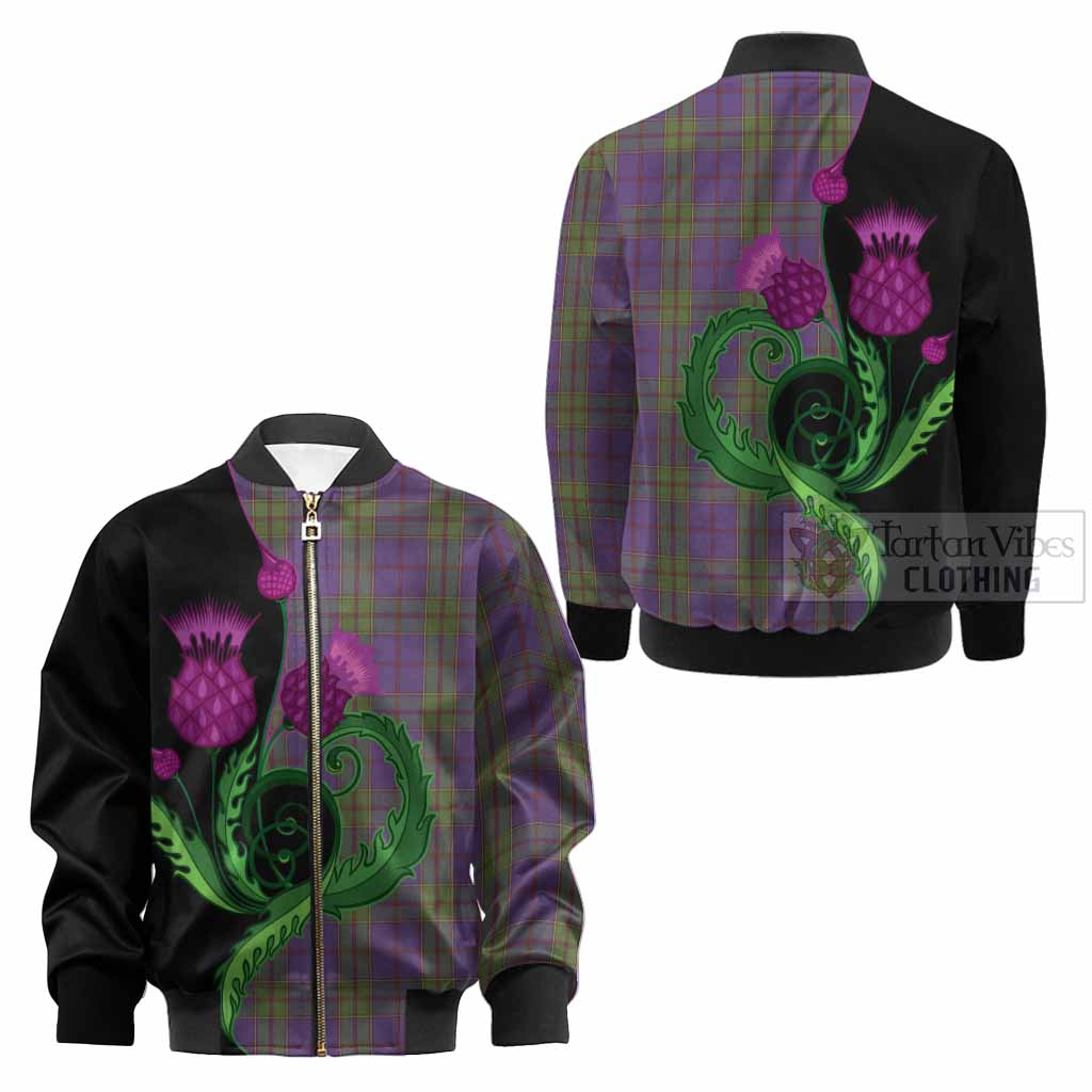 Strachan Tartan Kid Bomber Jacket Traditional Scottish Thistle