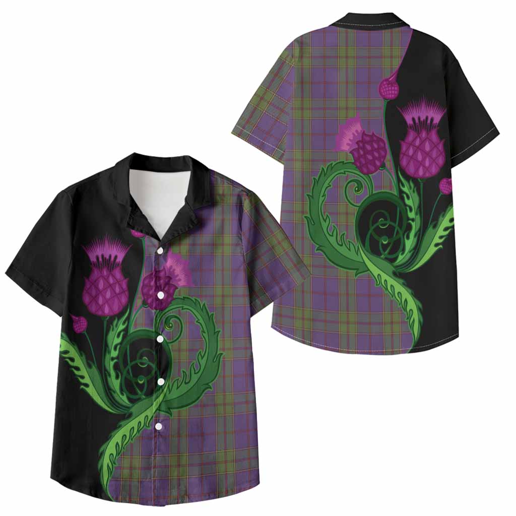 Strachan Tartan Kid Hawaiian Shirt Traditional Scottish Thistle