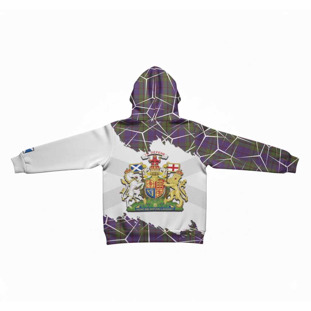 Strachan Tartan Kid Hoodie with Family Crest and Lion Rampant Grunge Style